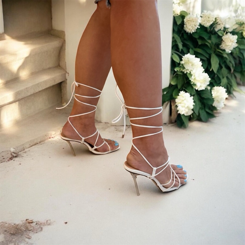 Elegant White Strappy Heels